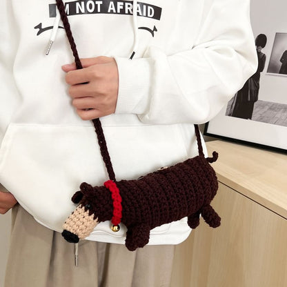 Dog Knit Crossbody Bag