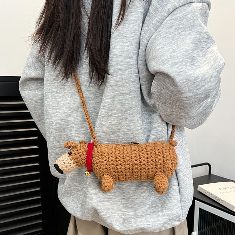 Dog Knit Crossbody Bag