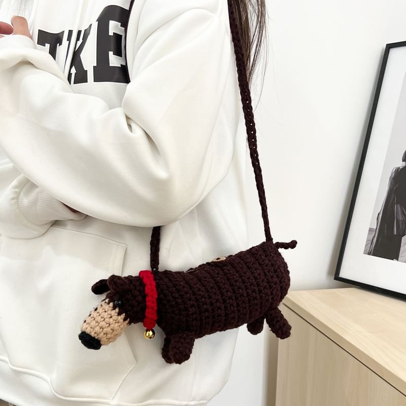 Dog Knit Crossbody Bag