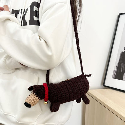 Dog Knit Crossbody Bag