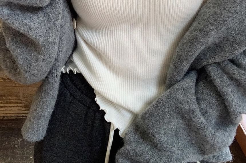 Plain Lace Trim Ribbed Padded Camisole Top