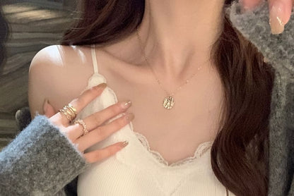 Plain Lace Trim Ribbed Padded Camisole Top