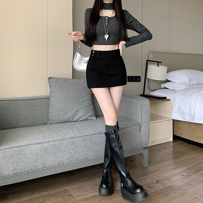 High Skort Plain Waist