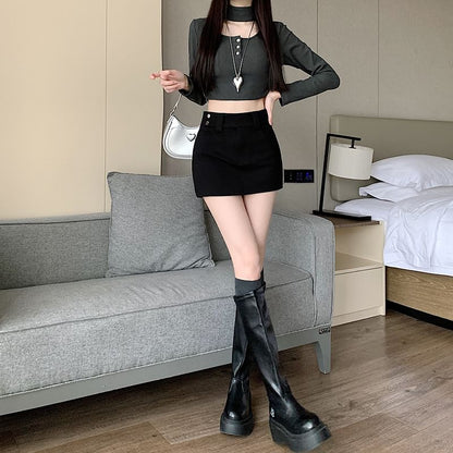 High Skort Plain Waist