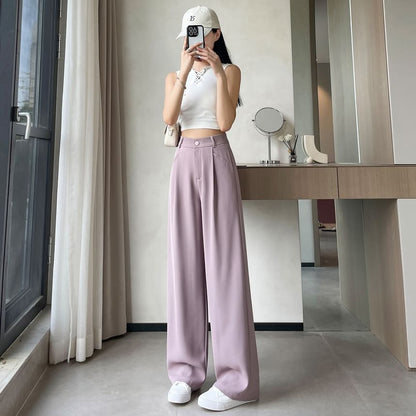 High Waist Plain Wide Leg Dress Pants (Various Designs)