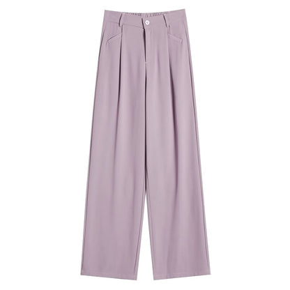 High Waist Plain Wide Leg Dress Pants (Various Designs)