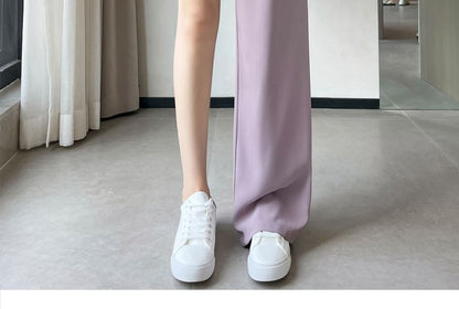 High Waist Plain Wide Leg Dress Pants (Various Designs)