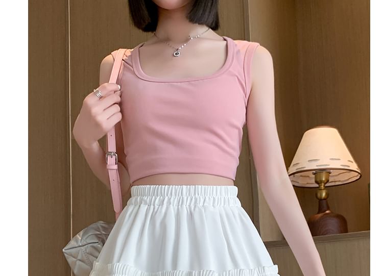 Plain Waist Mini Pleated Elastic A-Line Tiered Skirt Accordion