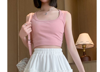 Plain Waist Mini Pleated Elastic A-Line Tiered Skirt Accordion