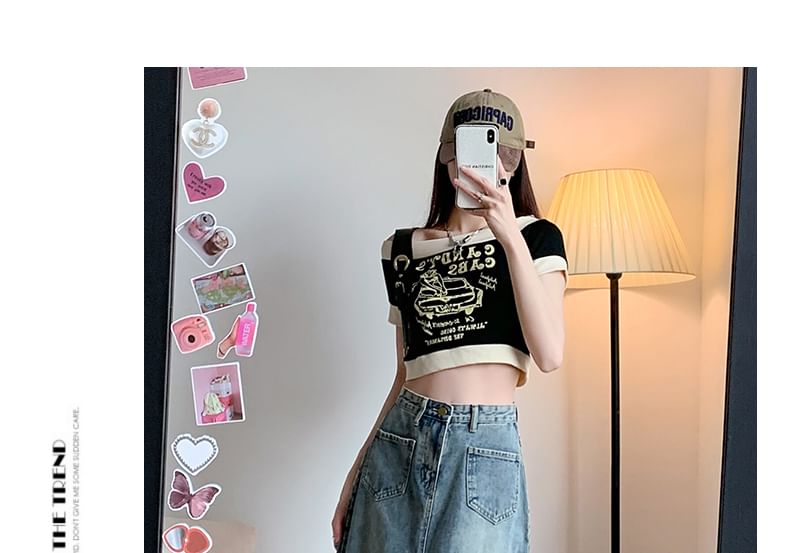 High Waist Fringed Denim Midi A-Line Skirt