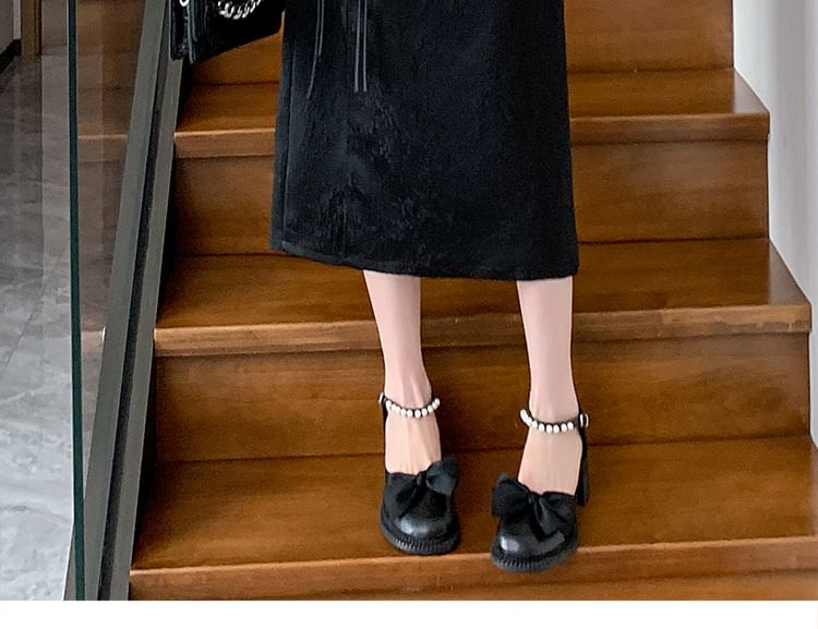 Slit Skirt Waist A-Line Jacquard Midi Floral Button Frog High