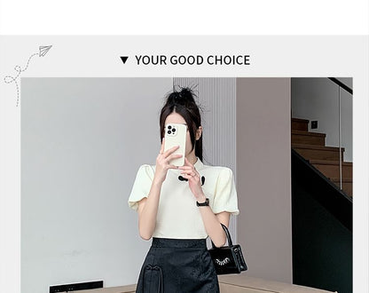 Slit Skirt Waist A-Line Jacquard Midi Floral Button Frog High