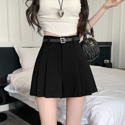 Skort Plain Waist High Pleated