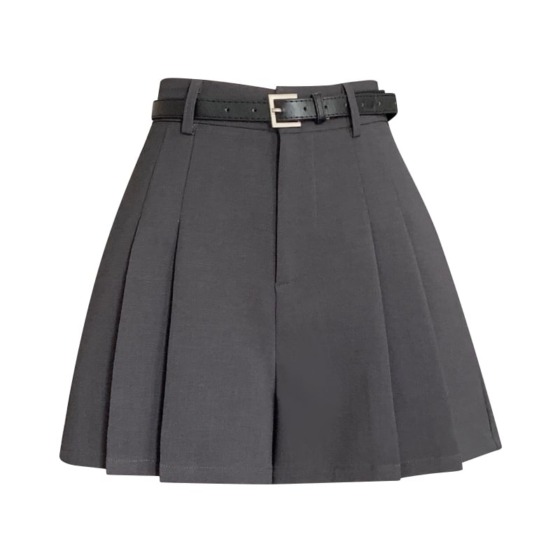 Skort Plain Waist High Pleated