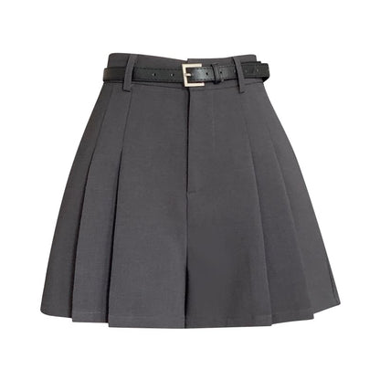 Skort Plain Waist High Pleated
