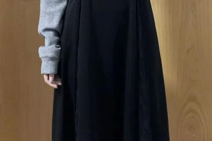 Midi A-Line Dress with Spaghetti Straps and Knit Shrug Set