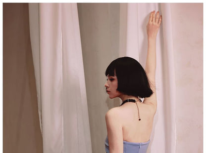 Strapless Plain Asymmetrical Ruffle Panel Mini Sheath Cocktail Dress