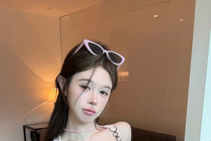 Square Neck Patterned Print Buckle Tank Top