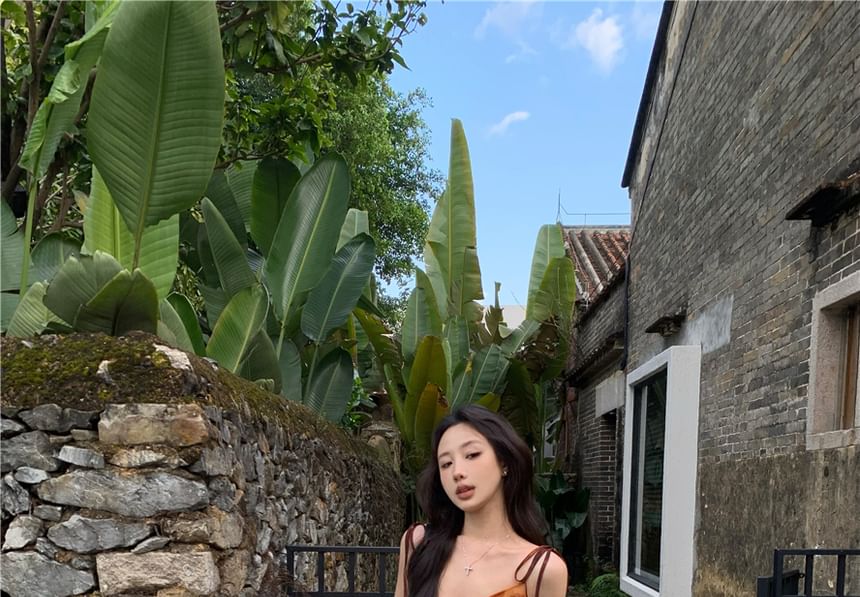 Tie Shoulder Tie Dye Asymmetrical Camisole Top