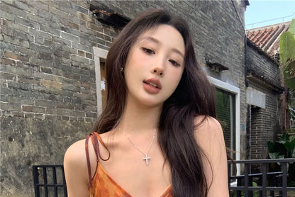 Tie Shoulder Tie Dye Asymmetrical Camisole Top