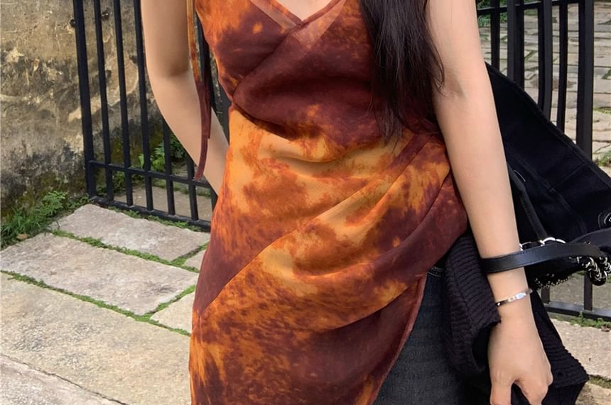 Tie Shoulder Tie Dye Asymmetrical Camisole Top