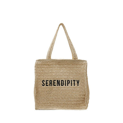 Lettering Woven Tote Bag