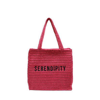 Lettering Woven Tote Bag