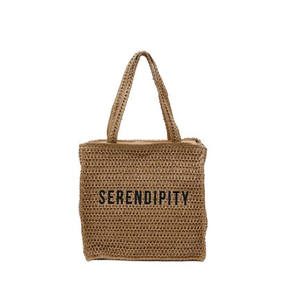 Lettering Woven Tote Bag