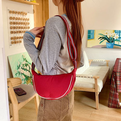 Contrast Trim Striped Strap Crossbody Bag