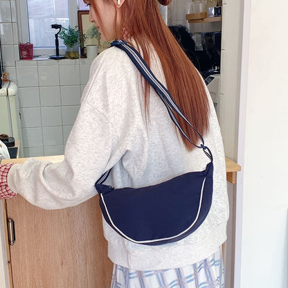 Contrast Trim Striped Strap Crossbody Bag