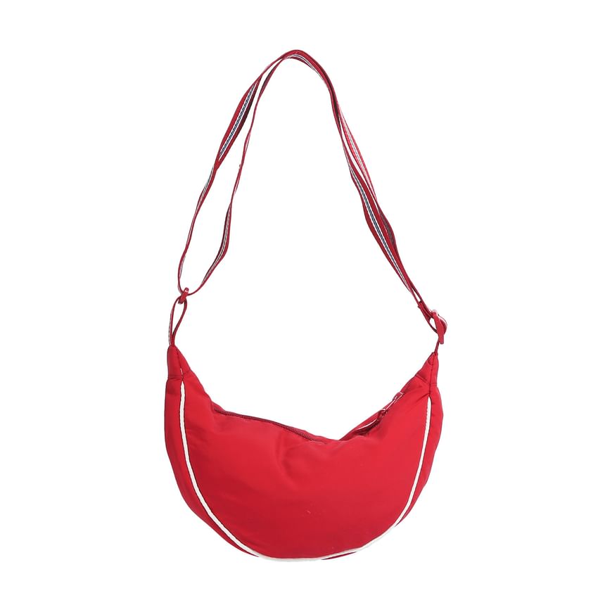 Contrast Trim Striped Strap Crossbody Bag