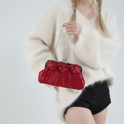 Plain Floral Shirred Shoulder Bag