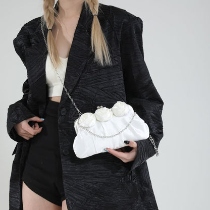 Plain Floral Shirred Shoulder Bag