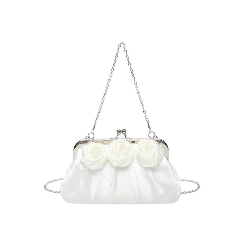 Plain Floral Shirred Shoulder Bag