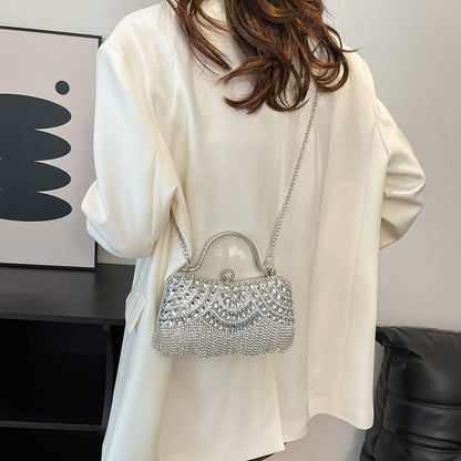 Rhinestone Tasseled Chain Crossbody Bag