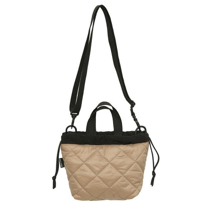 Two-Tone Quilted Drawstring Crossbody Bag