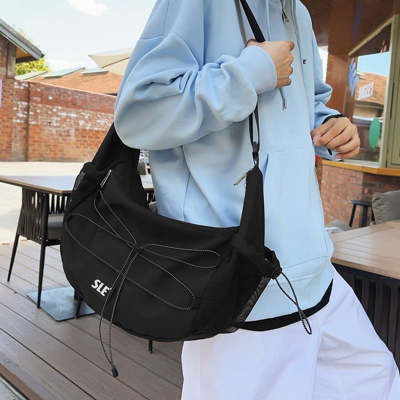 Lettering Logo Drawstring Crossbody Bag