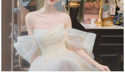 Off-Shoulder Mesh Floral A-Line Wedding Gown