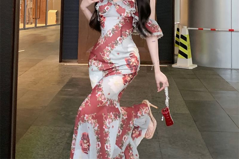 Off Shoulder Flower Print Bodycon Dress (Various Designs)