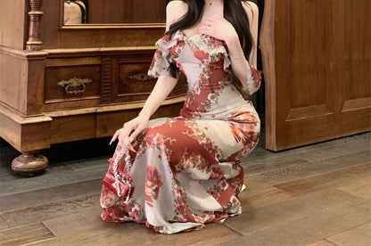 Off Shoulder Flower Print Bodycon Dress (Various Designs)