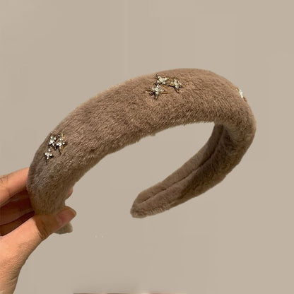 Star Rhinestone Fluffy Headband