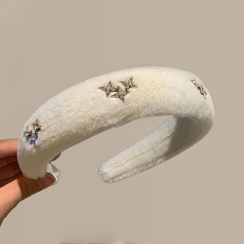 Star Rhinestone Fluffy Headband