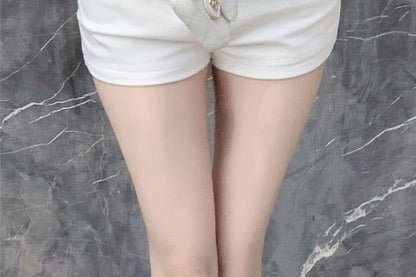 High Waist Plain Chained Hot Pants