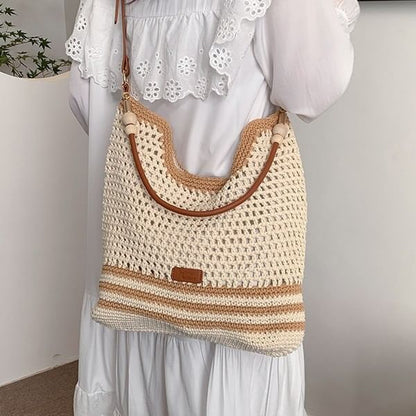 Woven Striped Tote Bag
