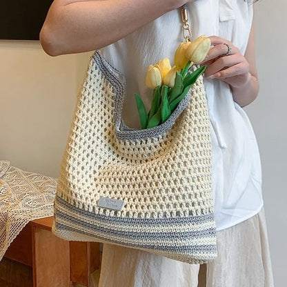 Woven Striped Tote Bag