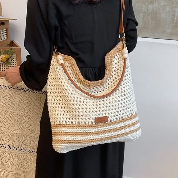 Woven Striped Tote Bag