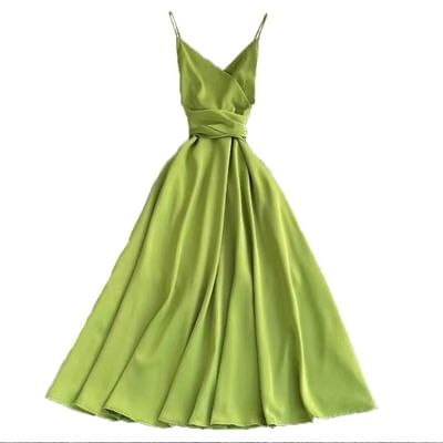 V-Neck Backless Maxi A-Line Dress with Spaghetti Straps