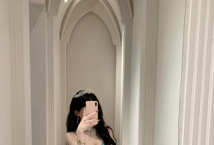 Evening Neck Ruched Plain Scoop Spaghetti Strap gown Mermaid