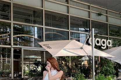 Sleeveless Halter Neck Plain Crop Top / High Rise Plain Wide Leg Pants