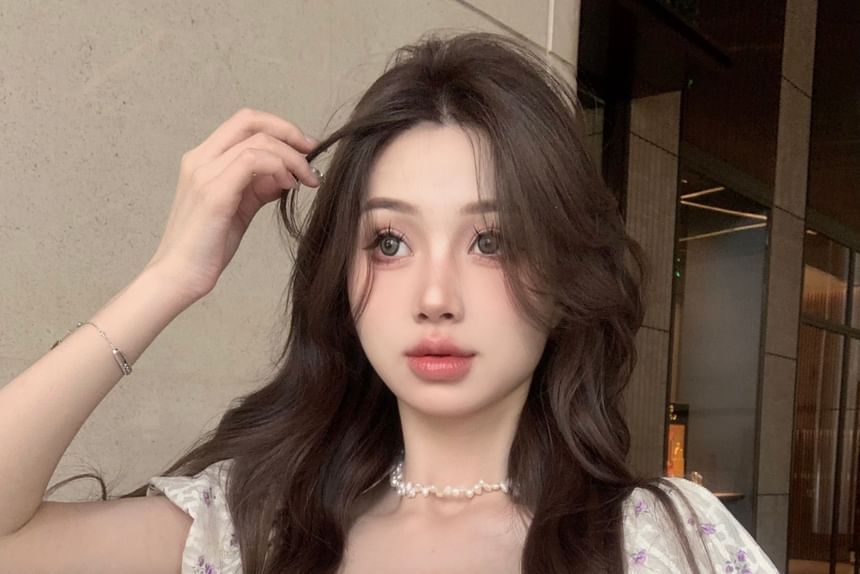 Puff-Sleeve Floral Bow Peplum Cropped Blouse / High Rise Plaid Asymmetrical Mini Pencil Skirt